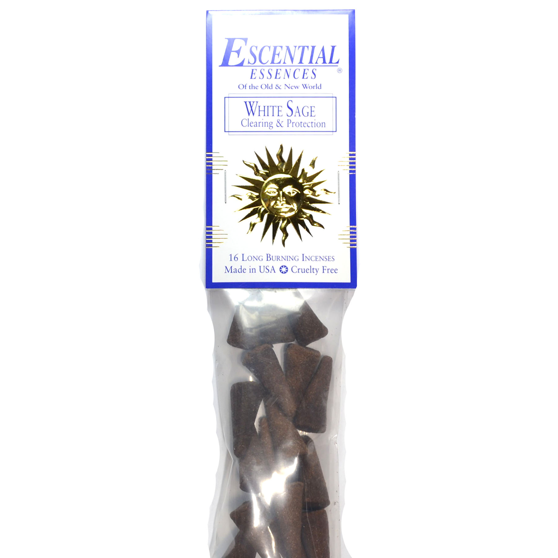 16/pk White Sage escential essences incense cones